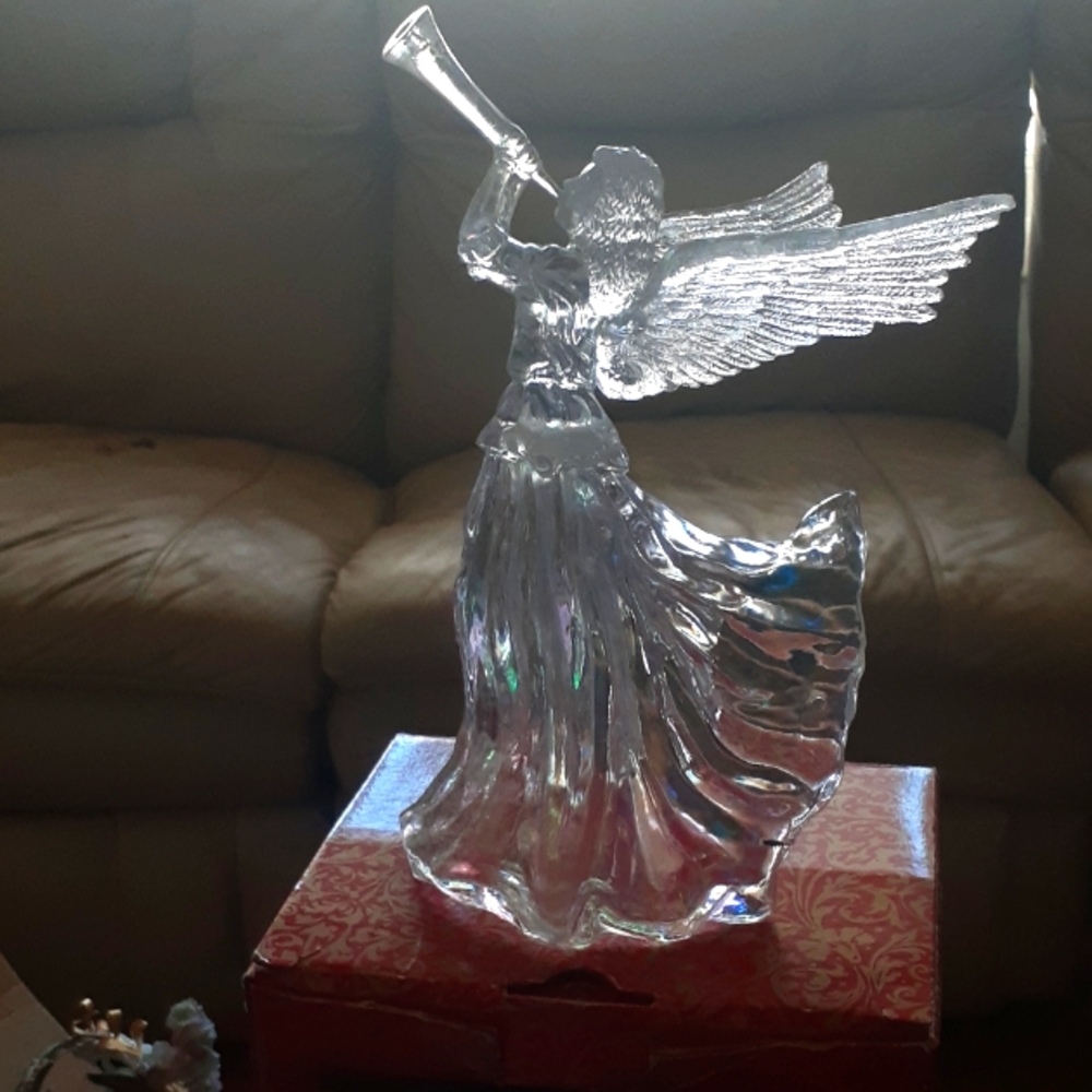 COPY - Vintage Christmas Tree topper Angel blowing horn.